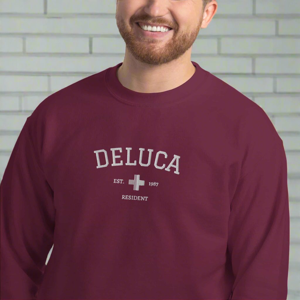 Andrew DeLuca Est Embroidered Unisex Sweatshirt