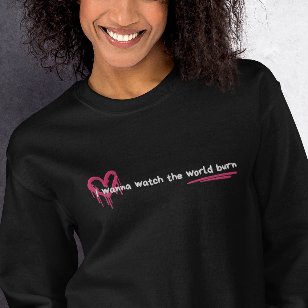 Mean Girls Regina George World Burn Embroidered Unisex Sweatshirt