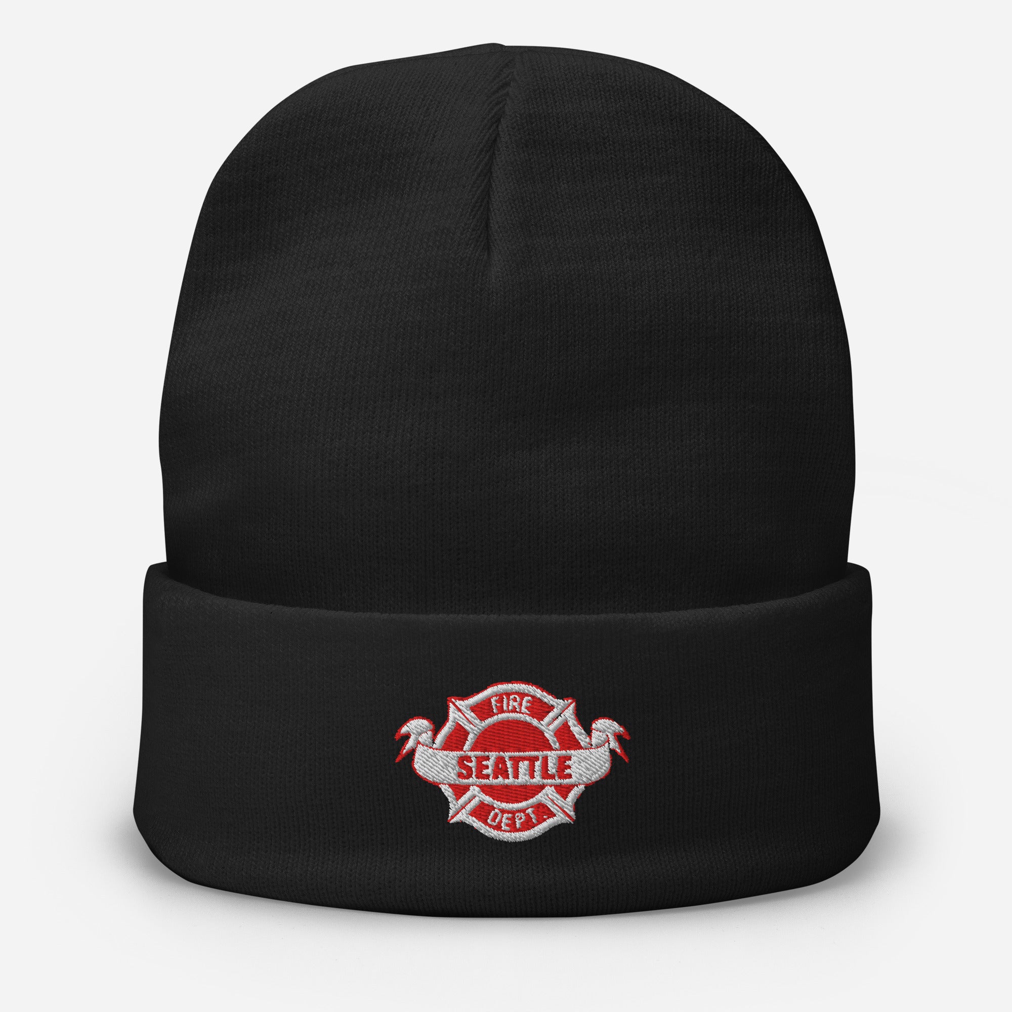 Embroidered Fire Beanie Hat
