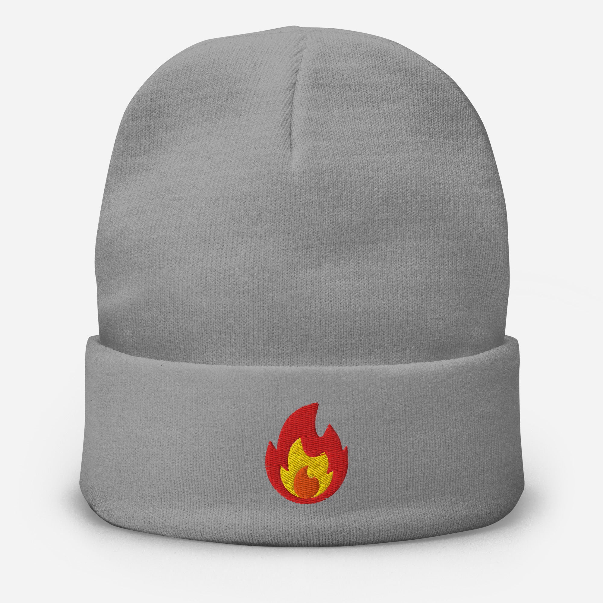 Embroidered Fire Beanie Hat