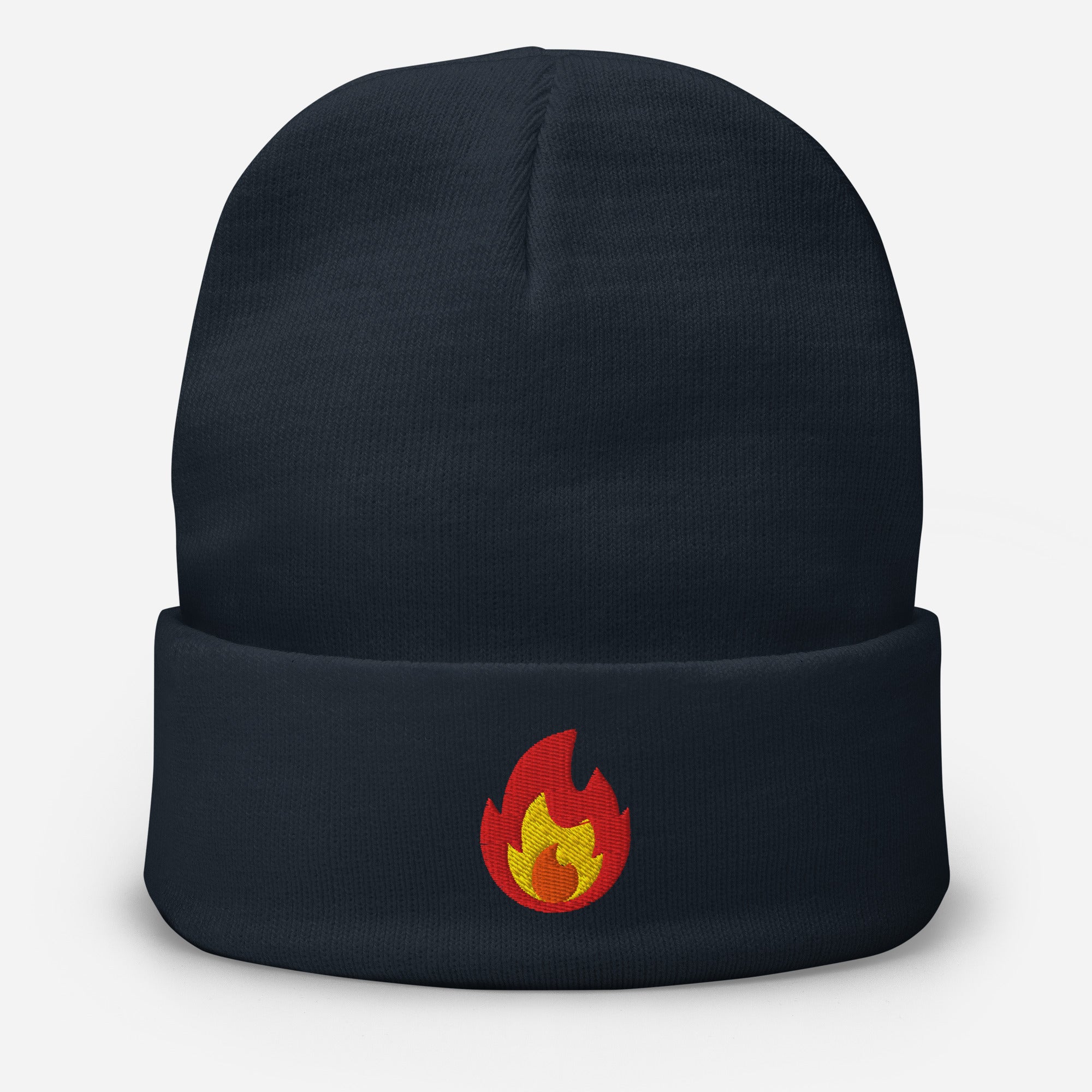 Embroidered Fire Beanie Hat