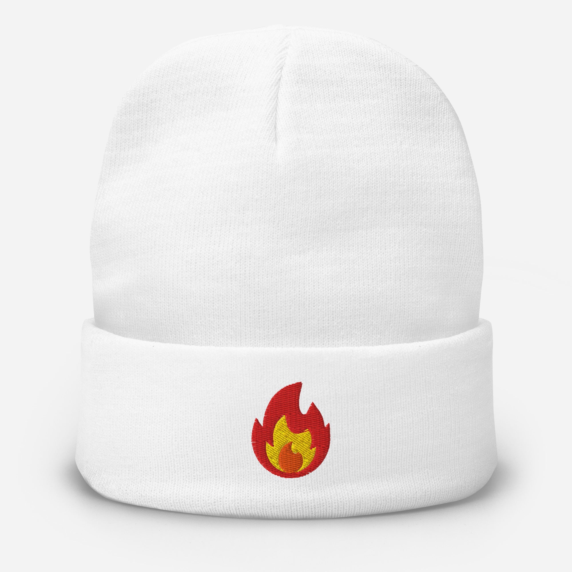 Embroidered Fire Beanie Hat