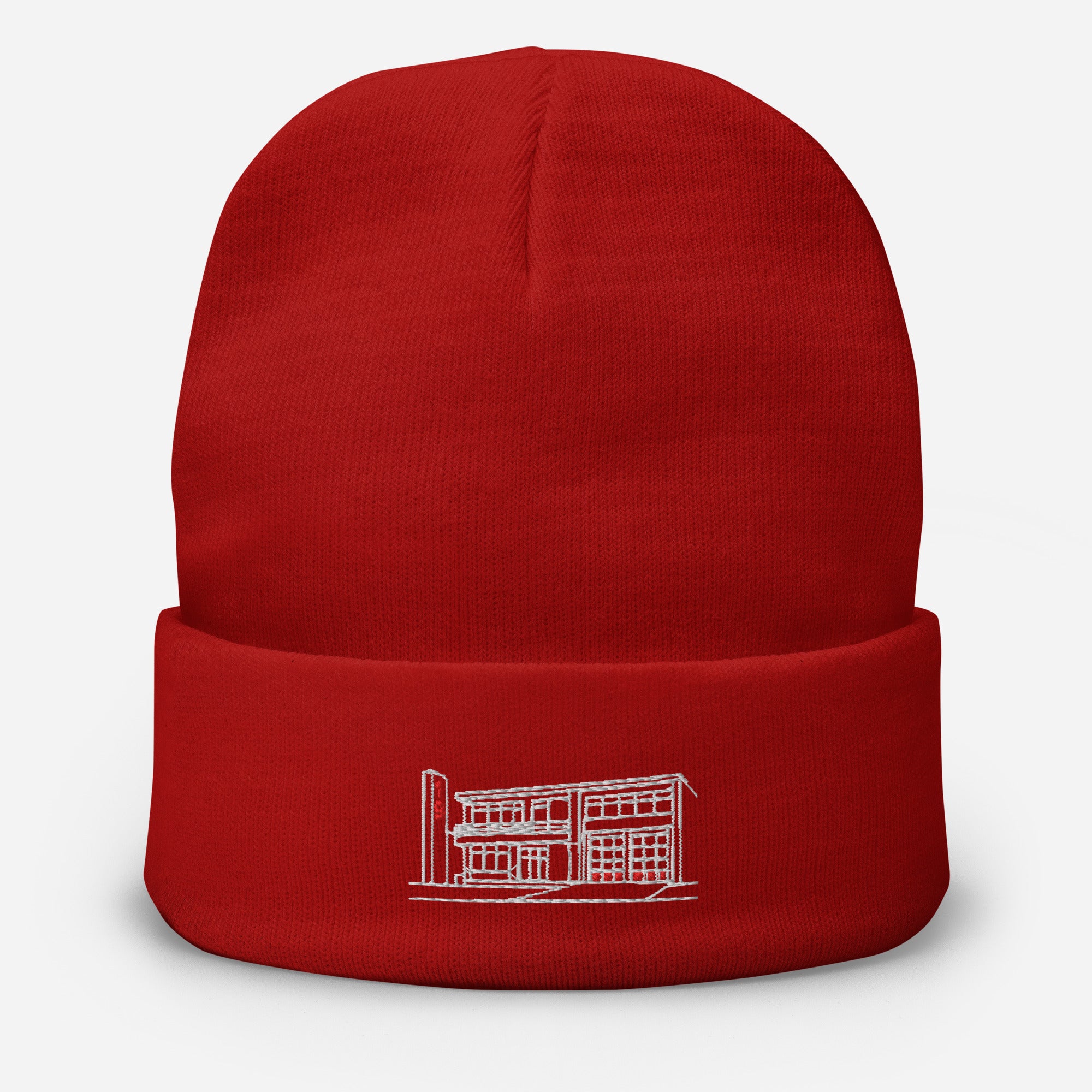 Embroidered Fire Beanie Hat