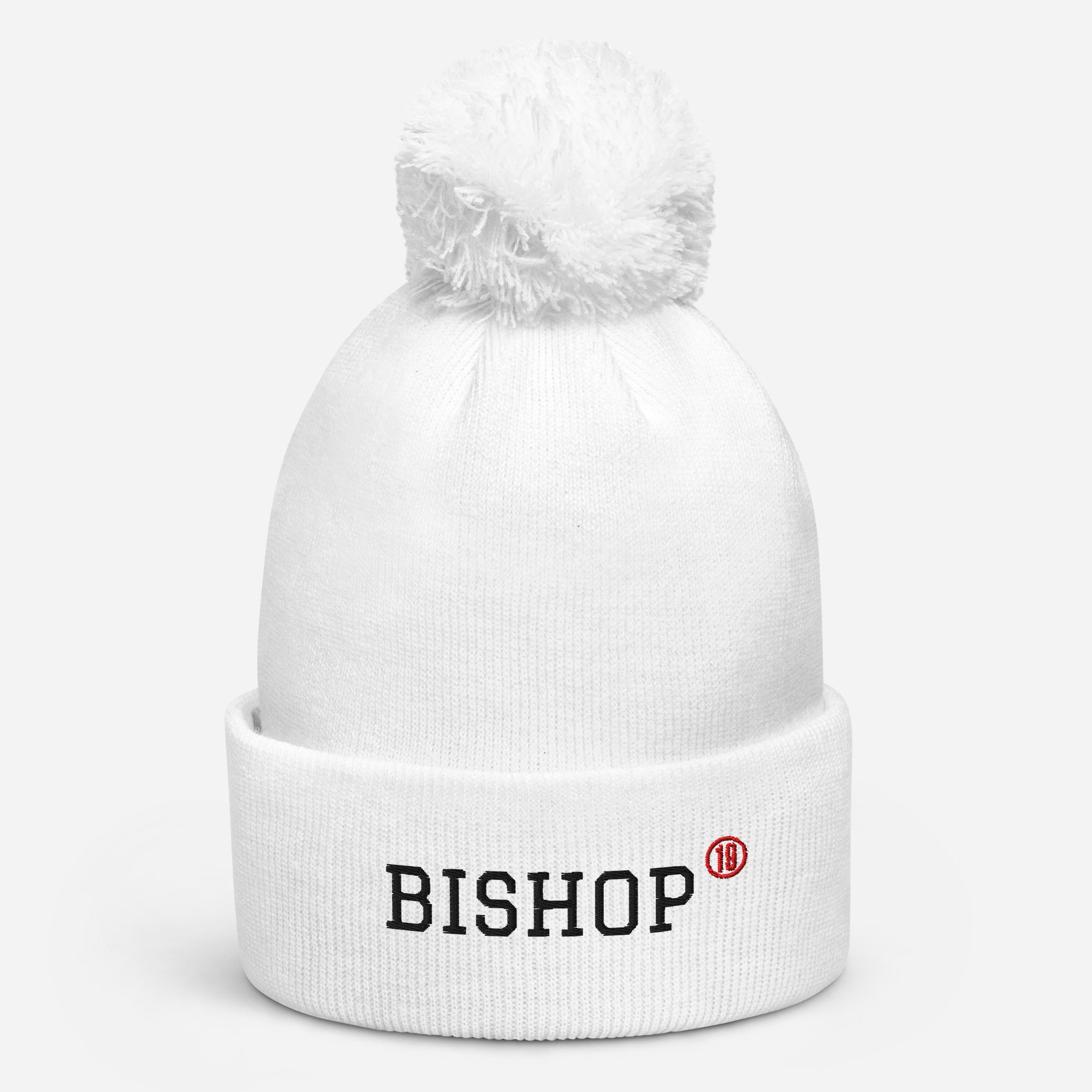 Embroidered Fire Pom Pom Beanie Hat