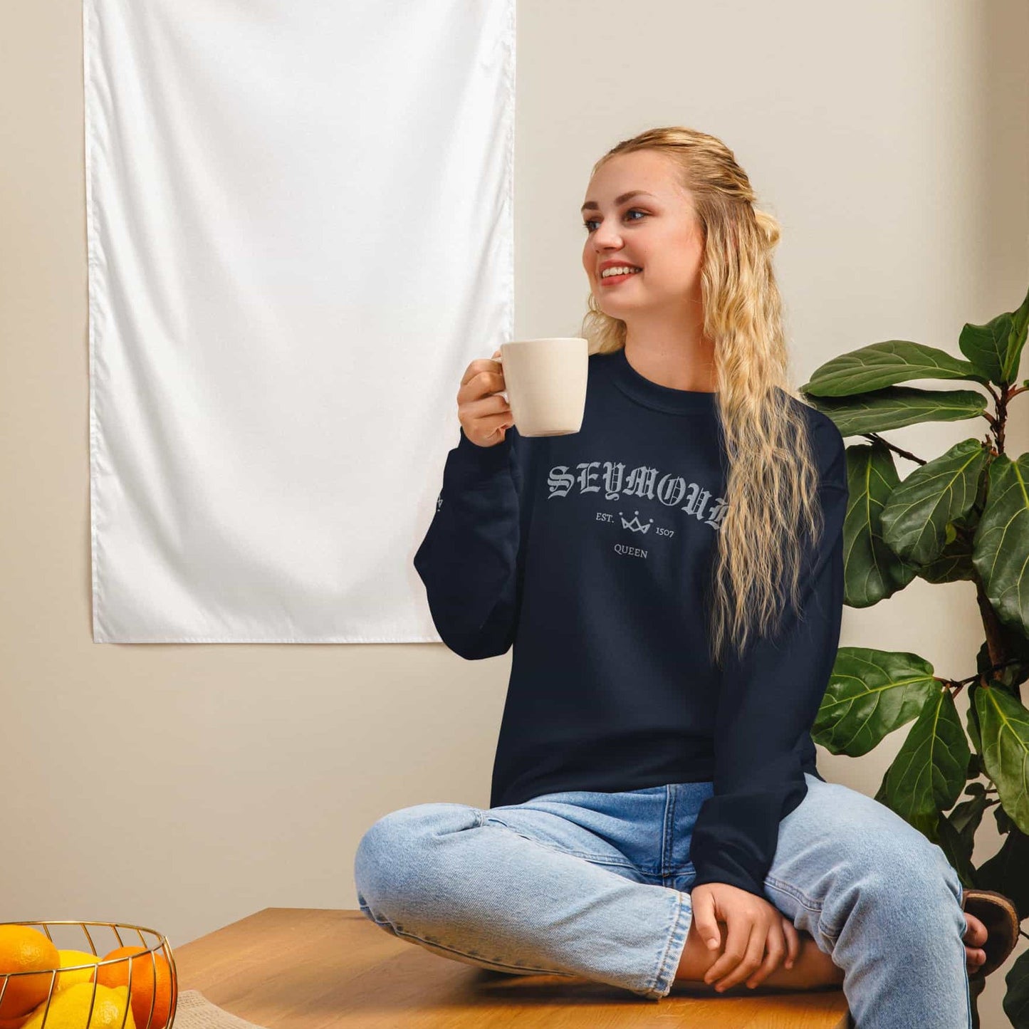 Seymour Est Embroidered Unisex Sweatshirt With Sleeve Design