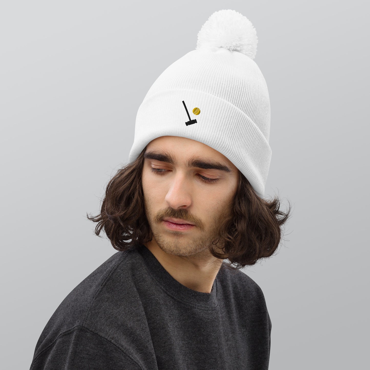 Heathers Heather McNamara Embroidered Pom Pom Beanie