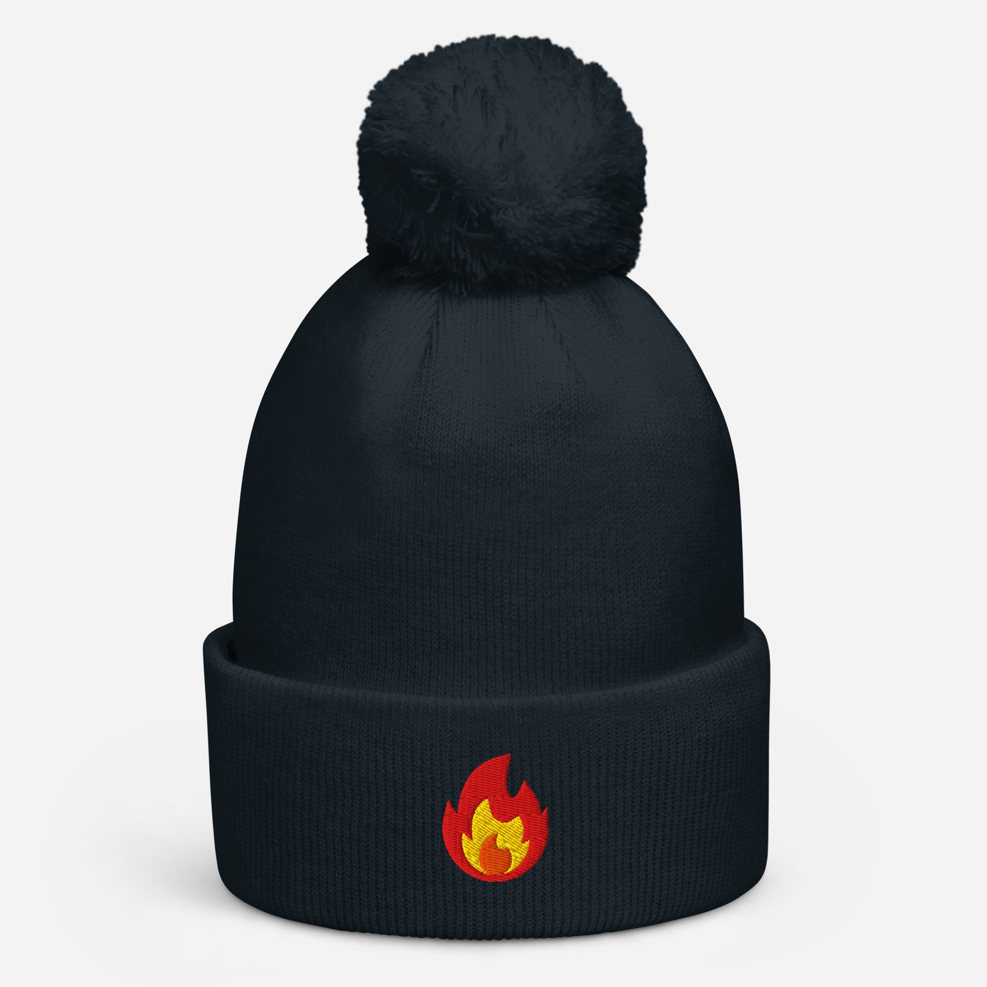 Embroidered Fire Pom Pom Hats