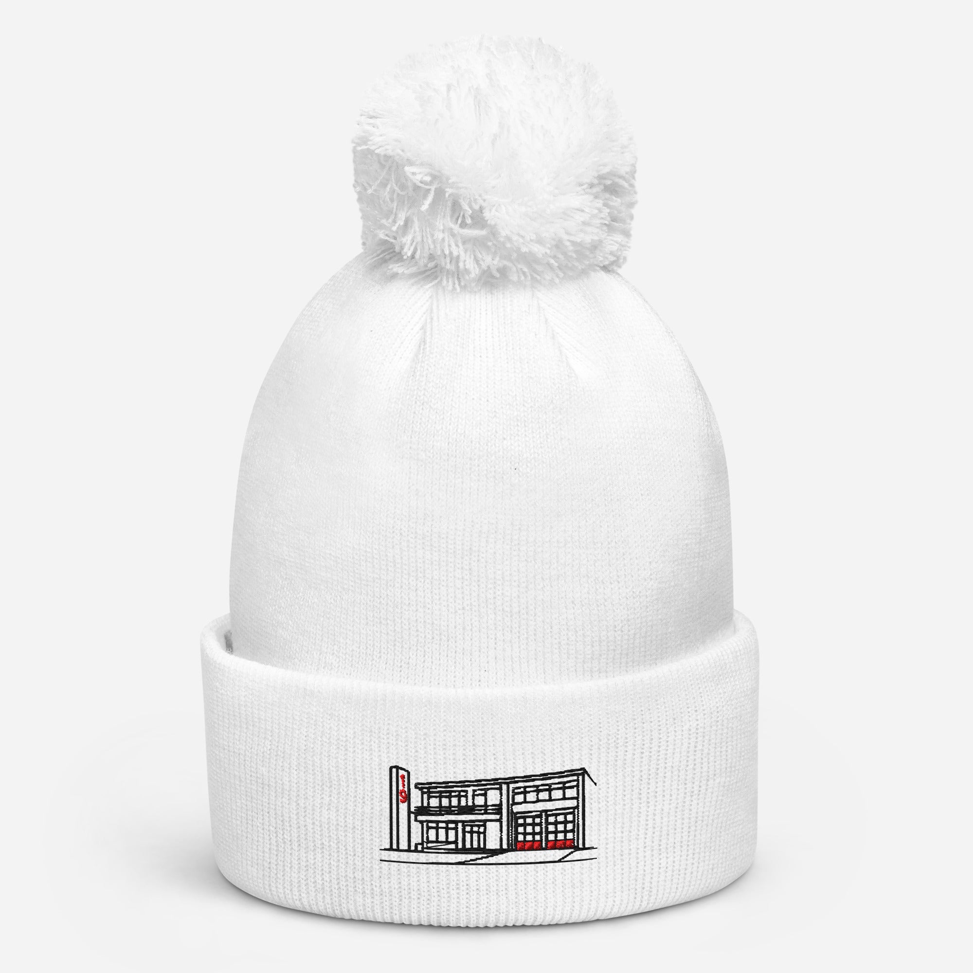 Embroidered Fire Pom Pom Hats