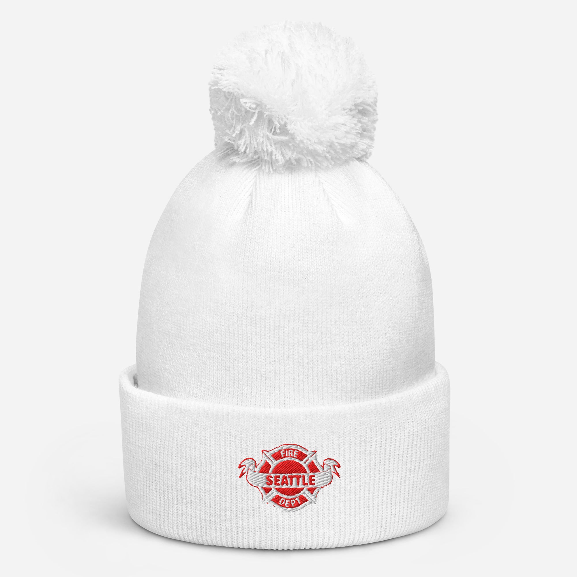 Embroidered Fire Pom Pom Hats