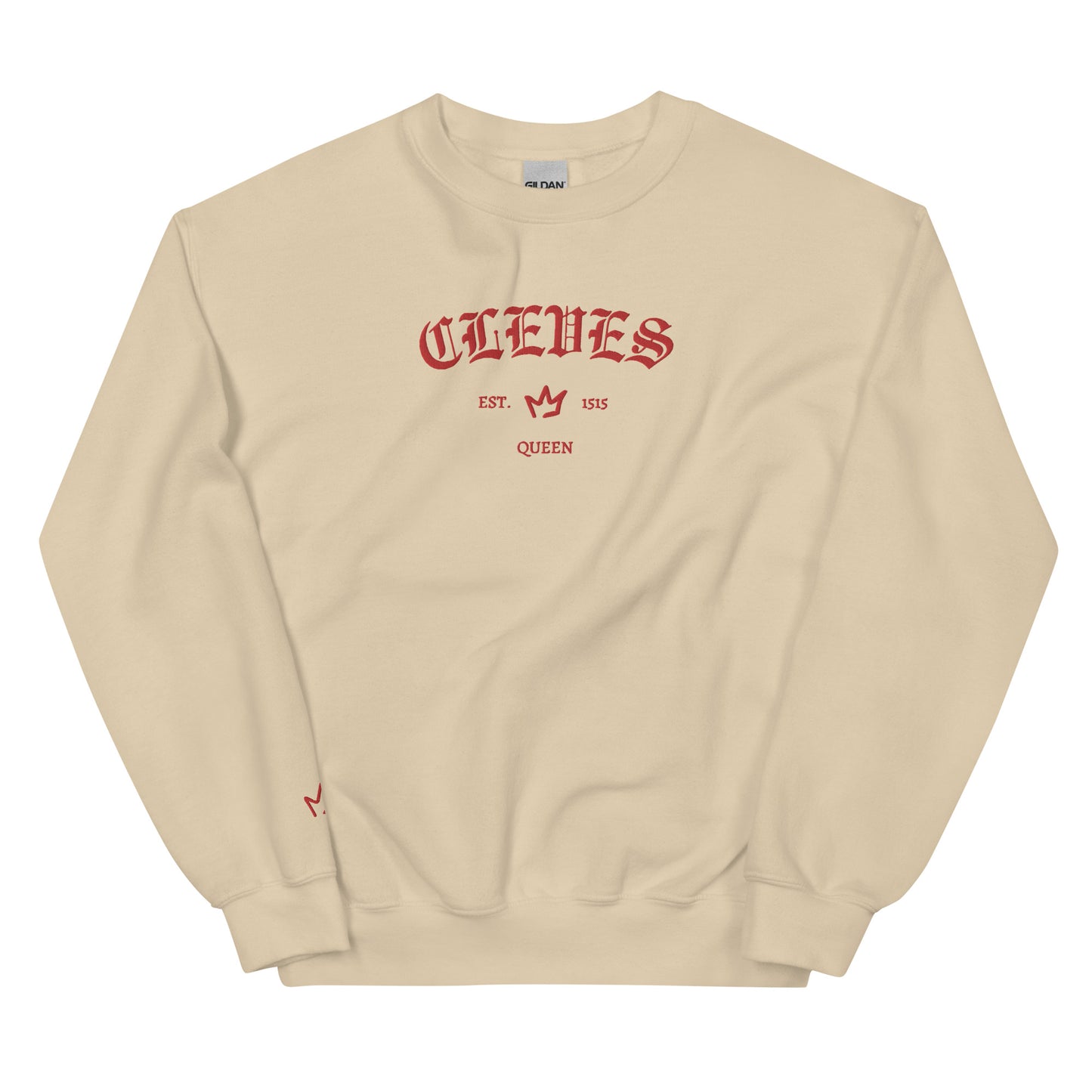 Cleves Est Embroidered Unisex Sweatshirt With Sleeve Design